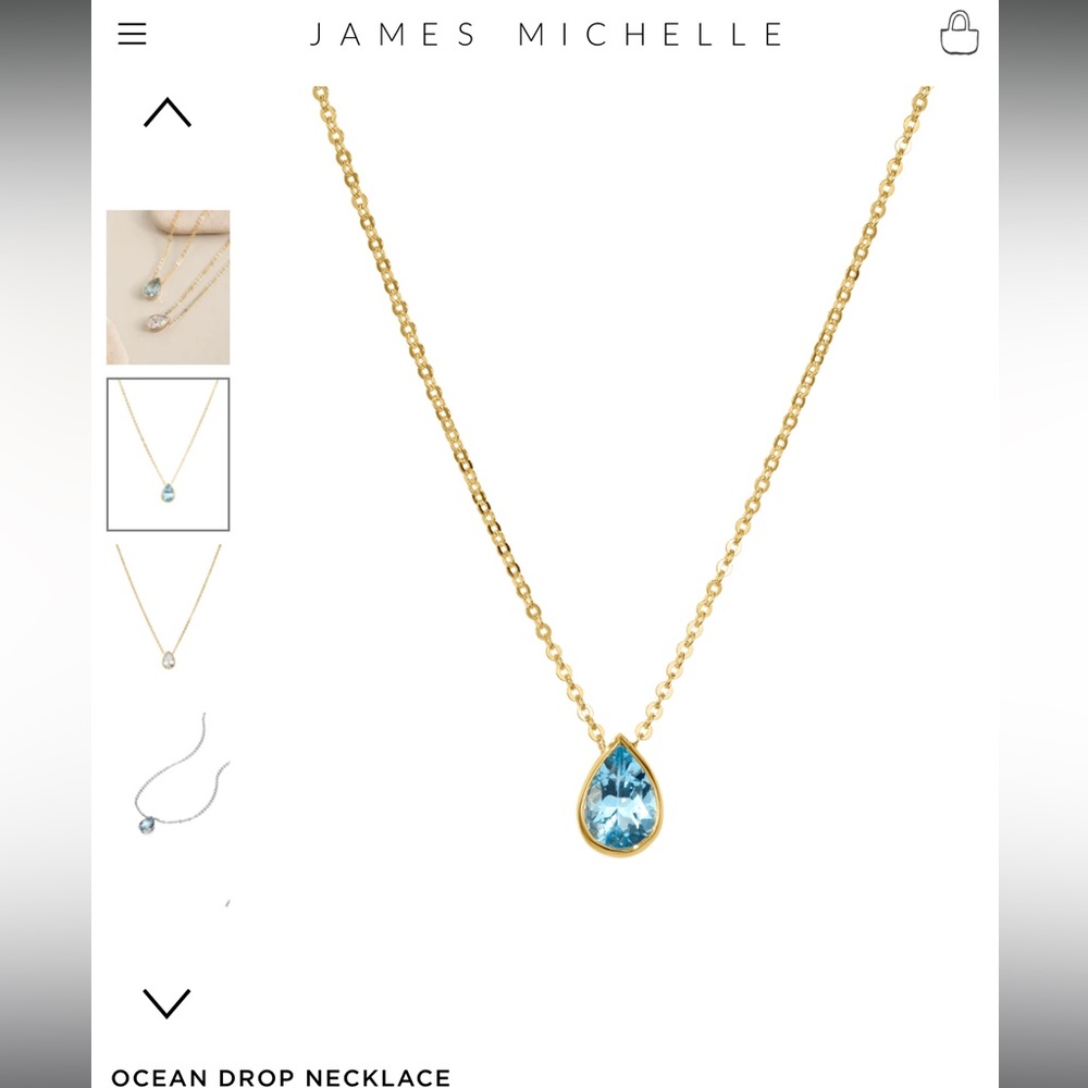 James Michelle Ocean Drop 14K Gold Necklace in Blue Aquamarine